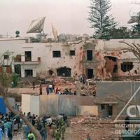 Destructions causées par l'attentat senderista contre la chaîne de télévision Frecuencia Latina