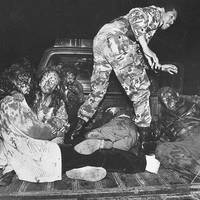 Rescue work in front of a car bomb that exploded in front of the Ministry of Economy