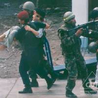 Special Forces commandos rescue one of the hostages from the Japanese ambassador's residence