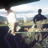 Child survivor of the Mazamari massacre is evacuated by the Armed Forces