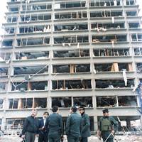 Ruins of the Solgas building in San Borja after a Shining Path attack