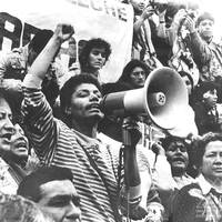 María Elena Moyano lors d'un acte public