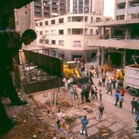 Cleanup operations led by the Municipality of Lima after the Tarata Street bombing
