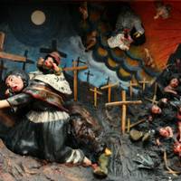 RETABLO. MUJER EN EL CEMENTERIO